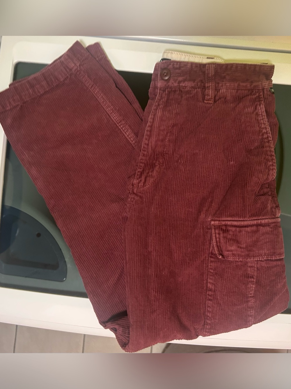 Vans Men's 29" Corduroy Cargo Skate Pants Burgundy